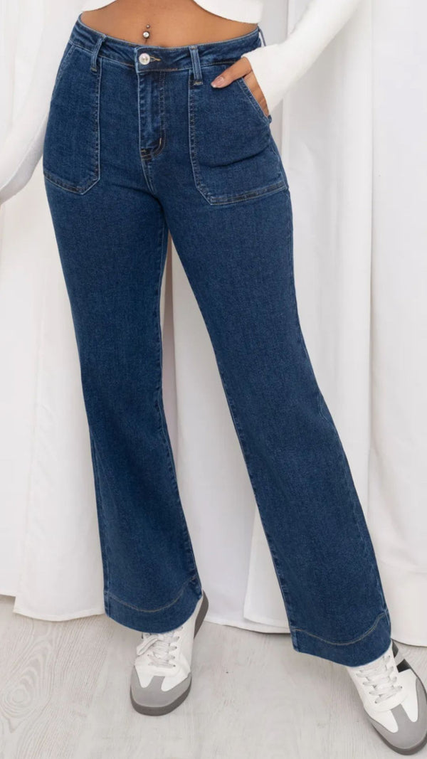 Logan - Blue Denim Square Pocket Stretch Denims