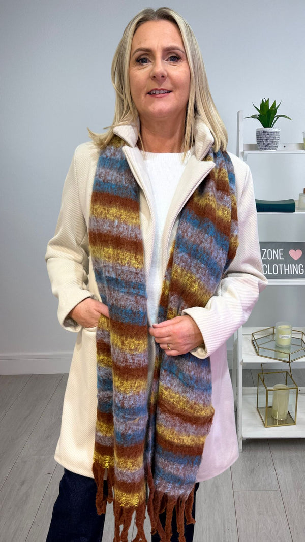 Joey - Brown/yellow Stripe Winter scarf