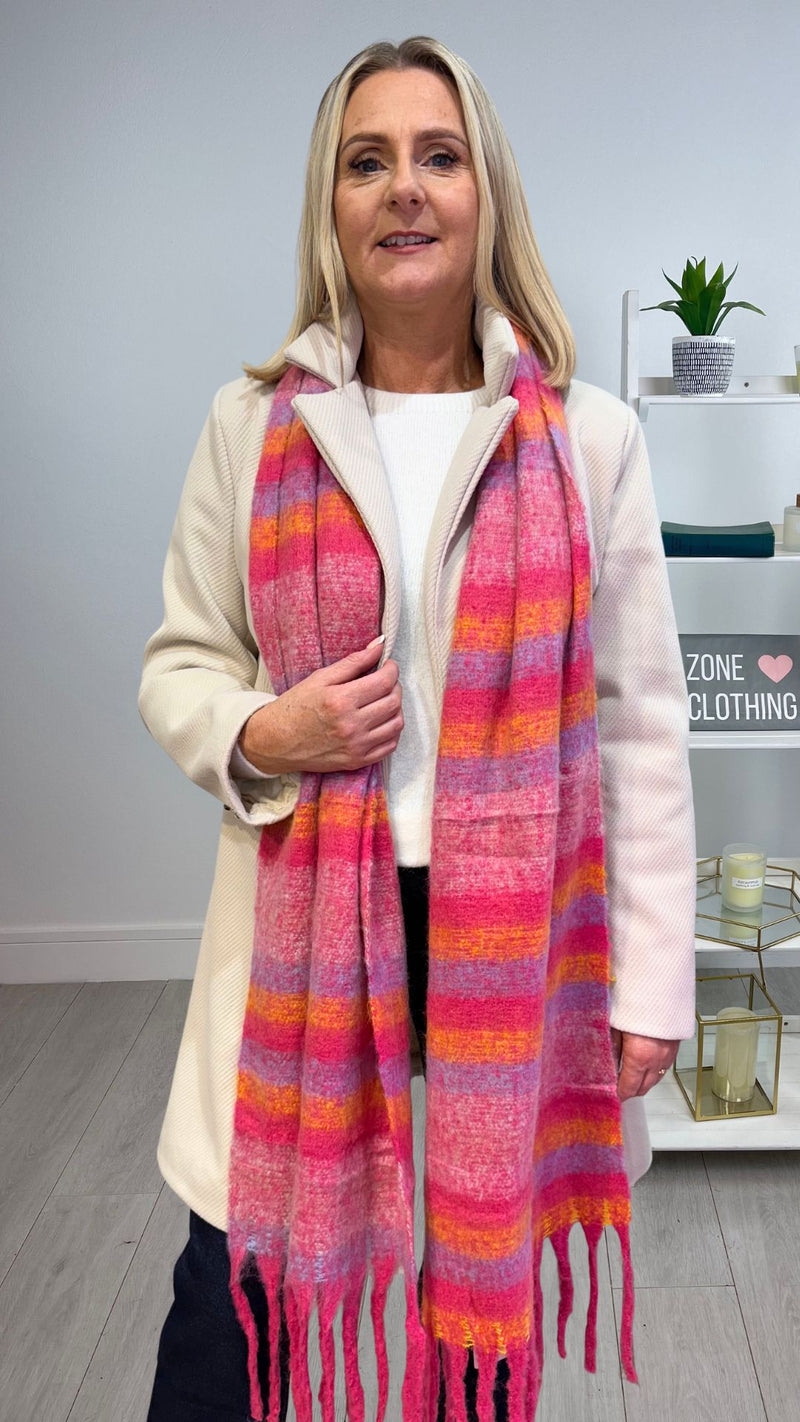 Joey - Pink/Orange Stripe Winter scarf