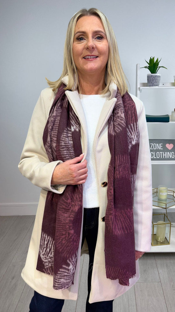 Suzie - Plum/Cream Circle Print Winter Scarf
