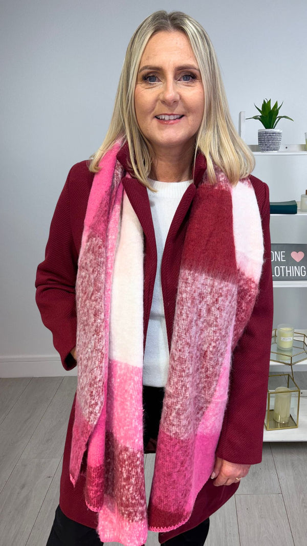 Lauren - Wine Herringbone Lined Coat