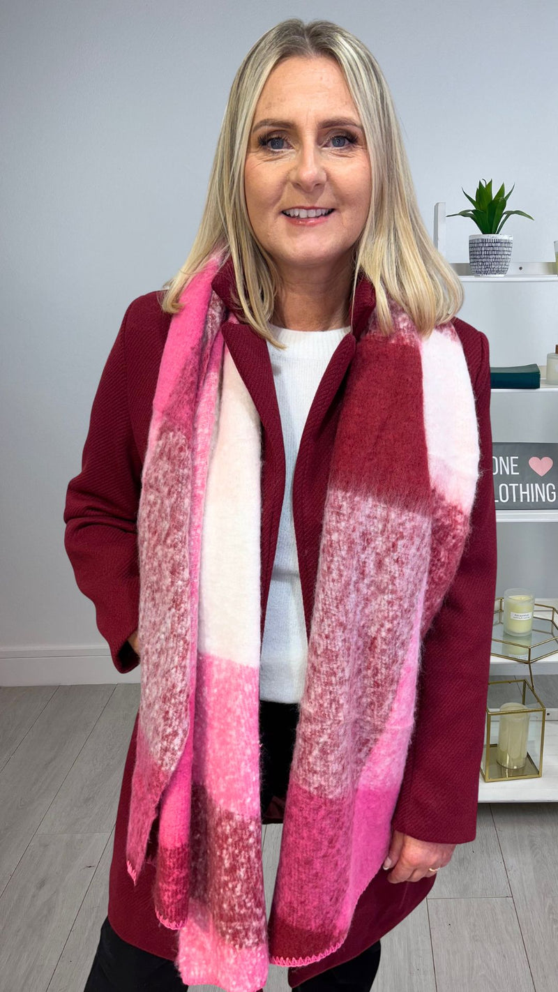 Lauren - Wine Herringbone Lined Coat