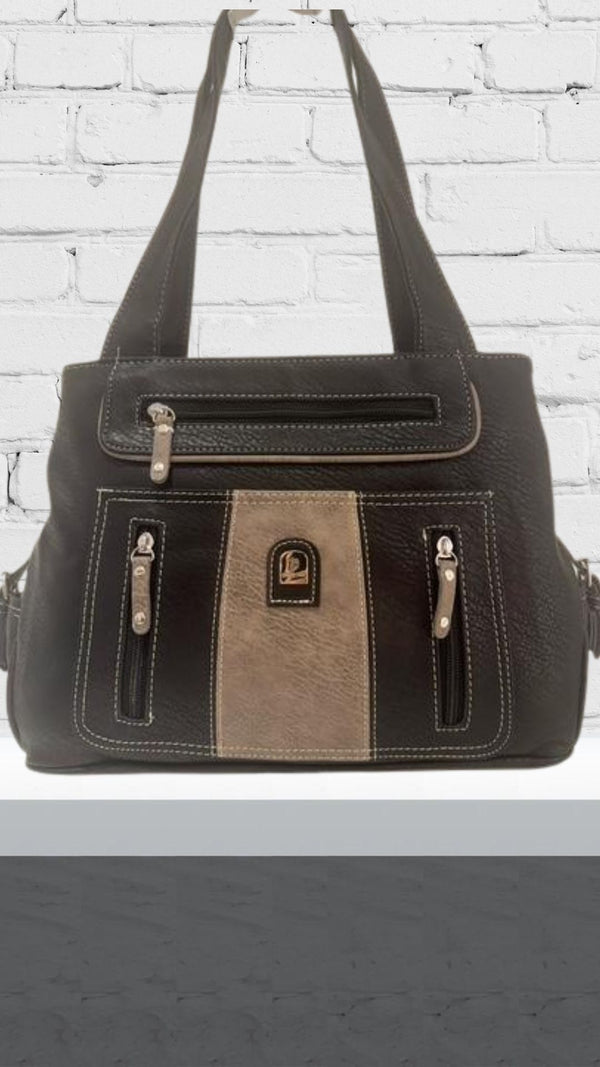 Leni - Black/Taupe Front Pouch Bag