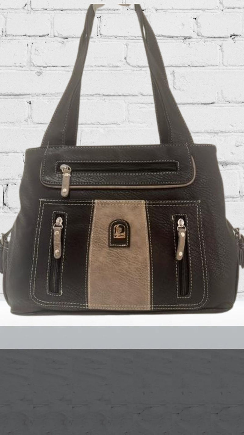 Leni - Black/Taupe Front Pouch Bag