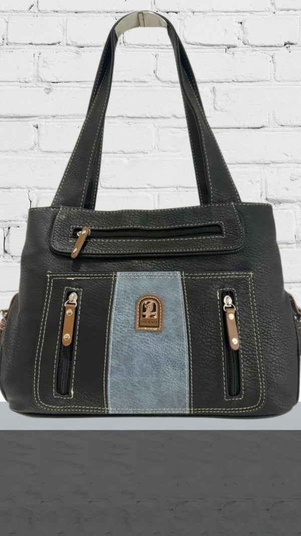 Leni - Black/Denim Front Pouch Bag