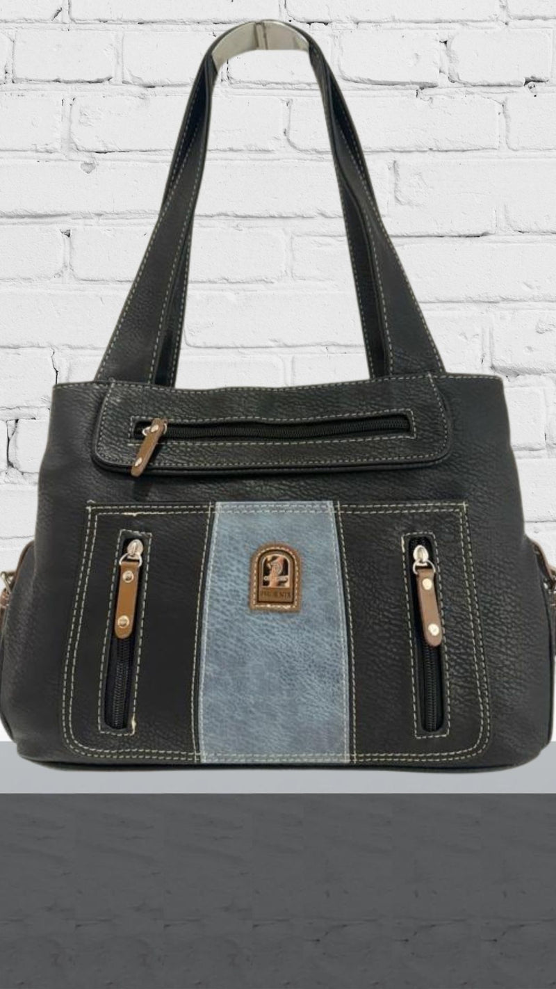 Leni - Black/Denim Front Pouch Bag