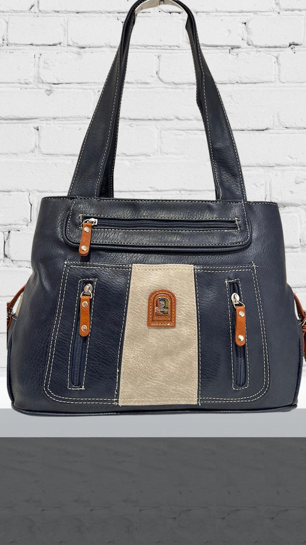 Leni - Navy/Taupe Front Pouch Bag