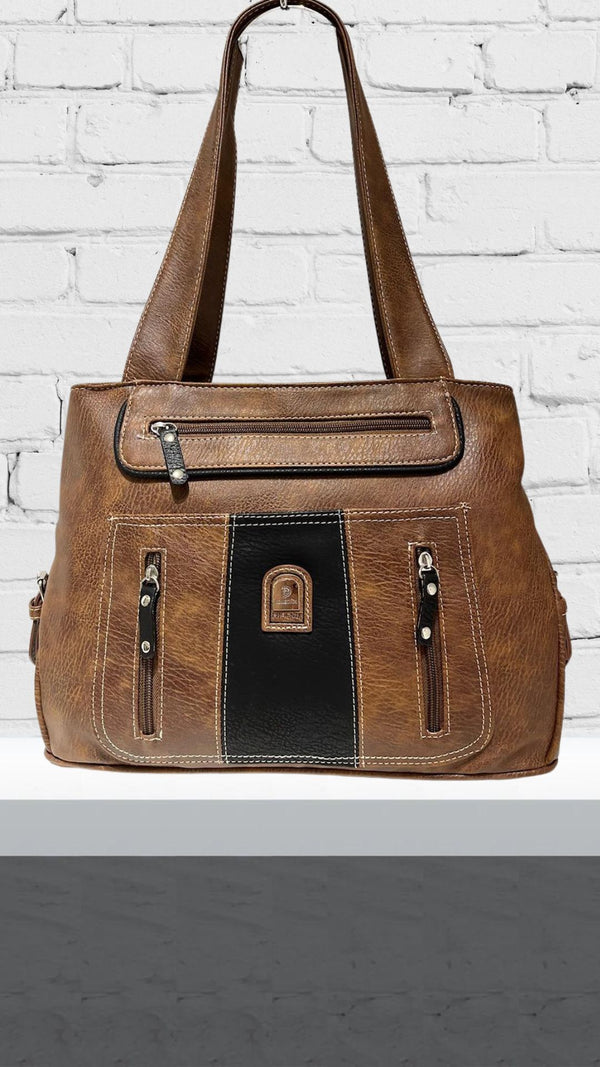 Leni - Brown/Black Front Pouch Bag
