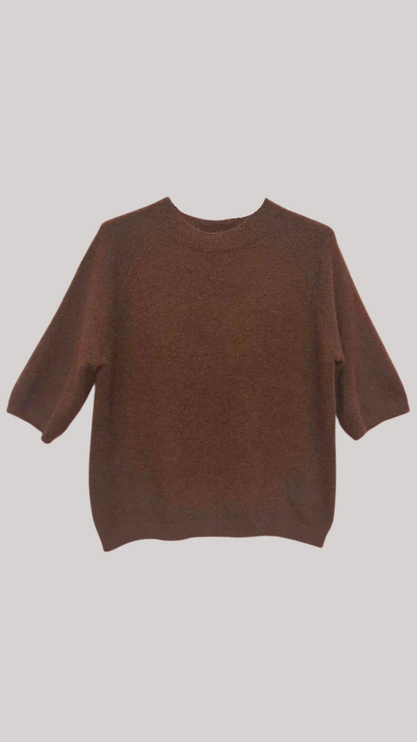 Darren - Brown Round Neck Soft knit jumper