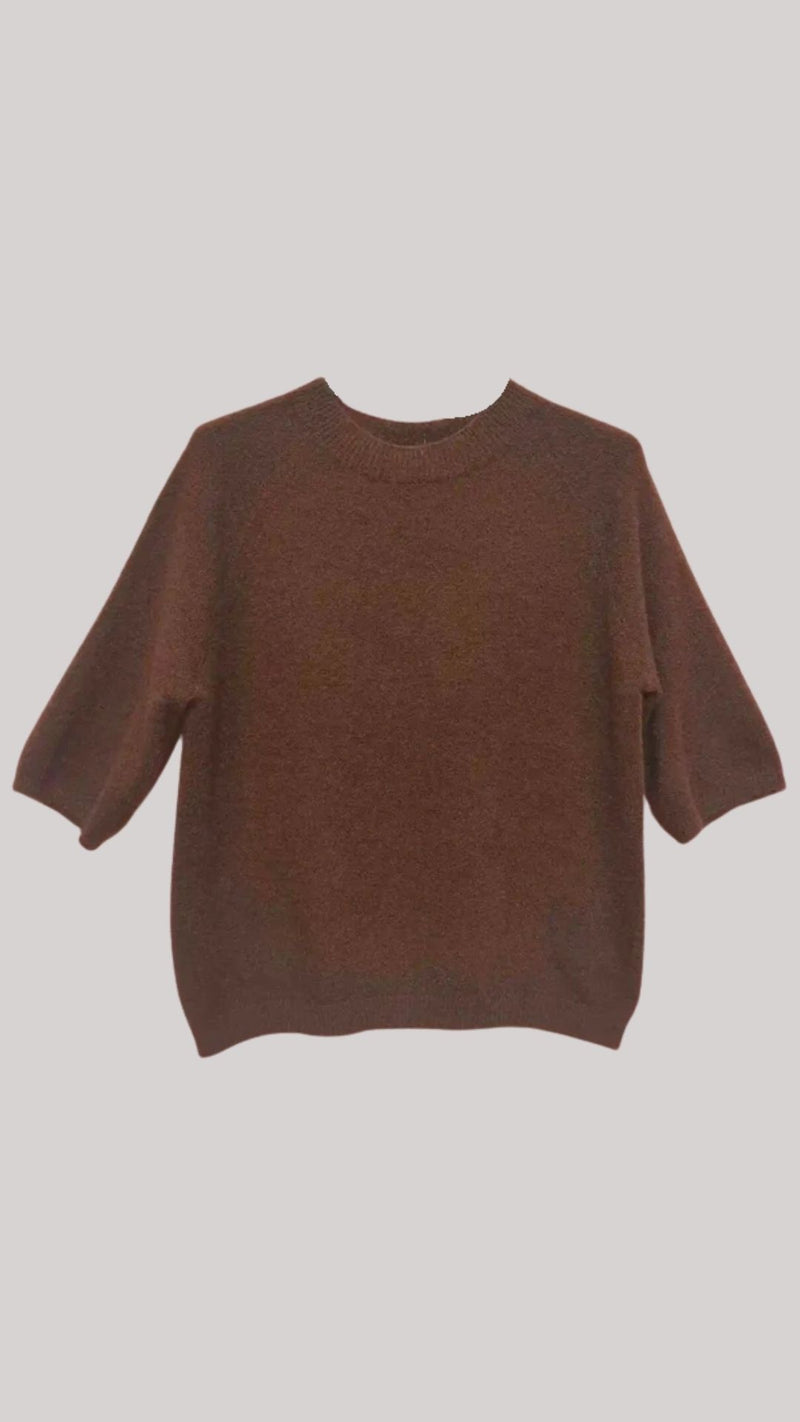 Darren - Brown Round Neck Soft knit jumper