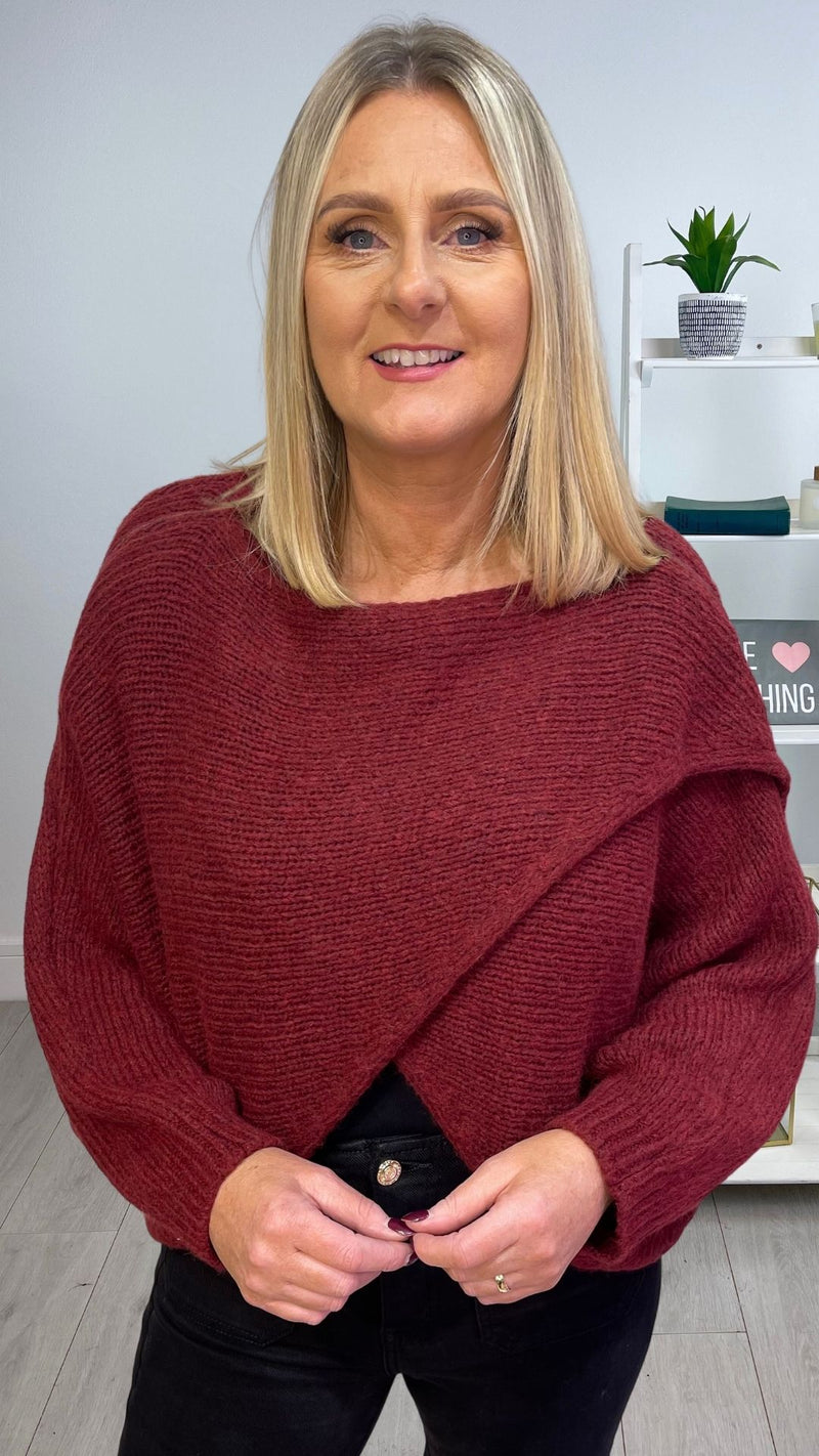 Emer - Wine Diagonal Knit