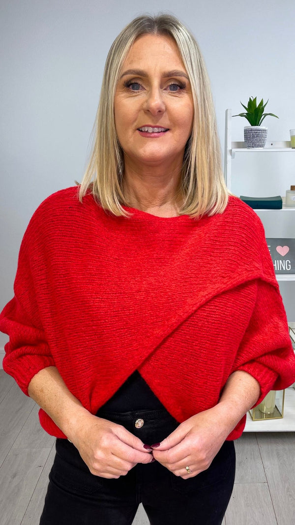 Emer - Red Diagonal Knit