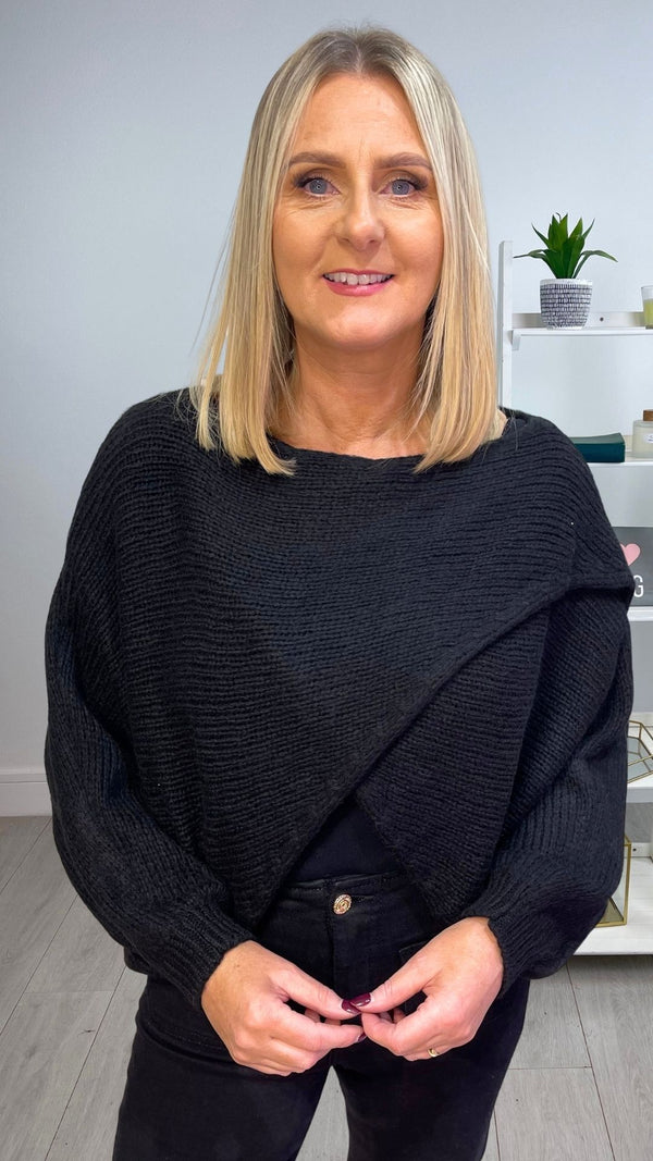 Emer - Black Diagonal Knit