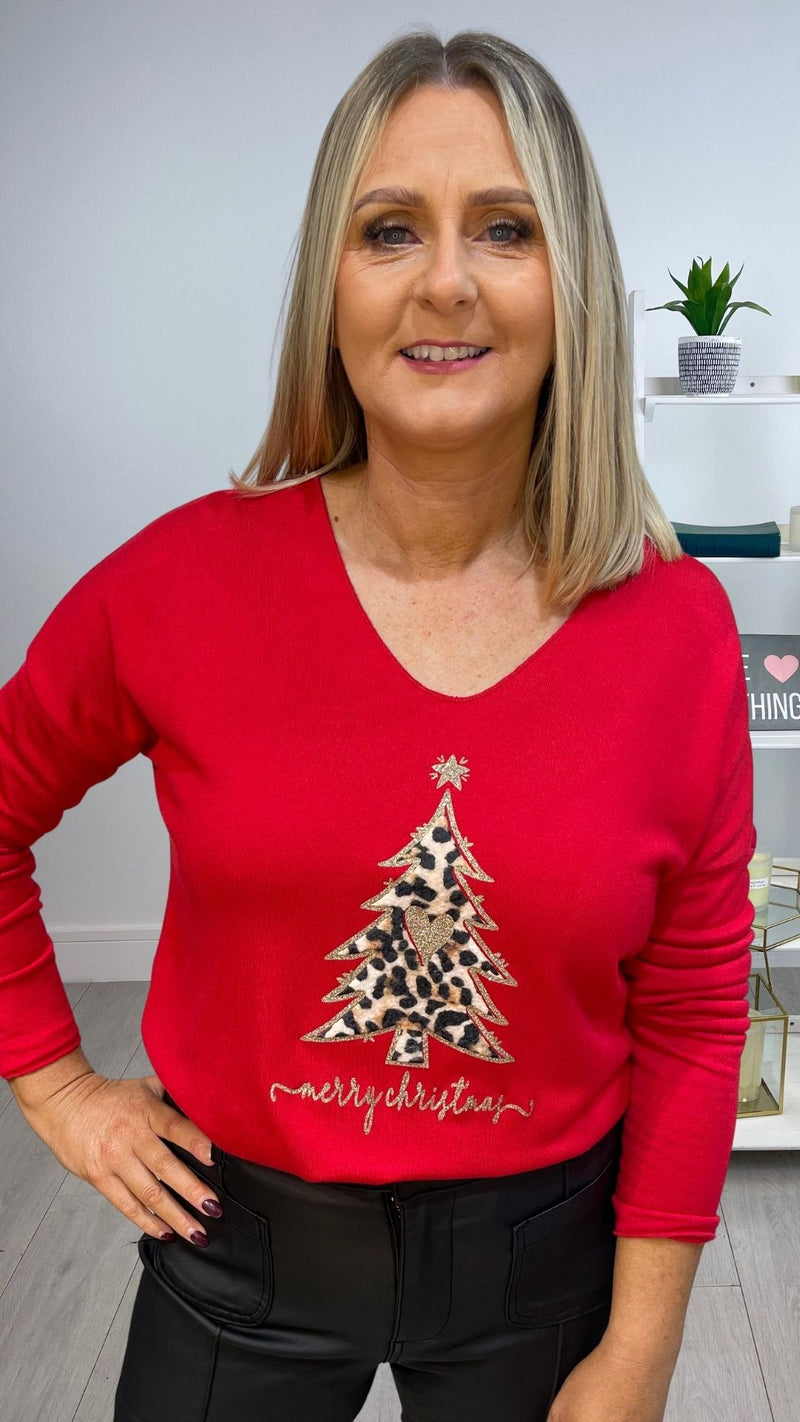 Mandy - Red Xmas Tree Merry Christmas Top