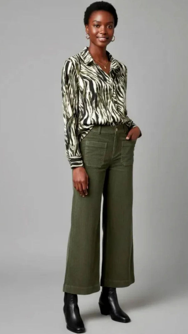 Zoe - Green/Cream Print Top