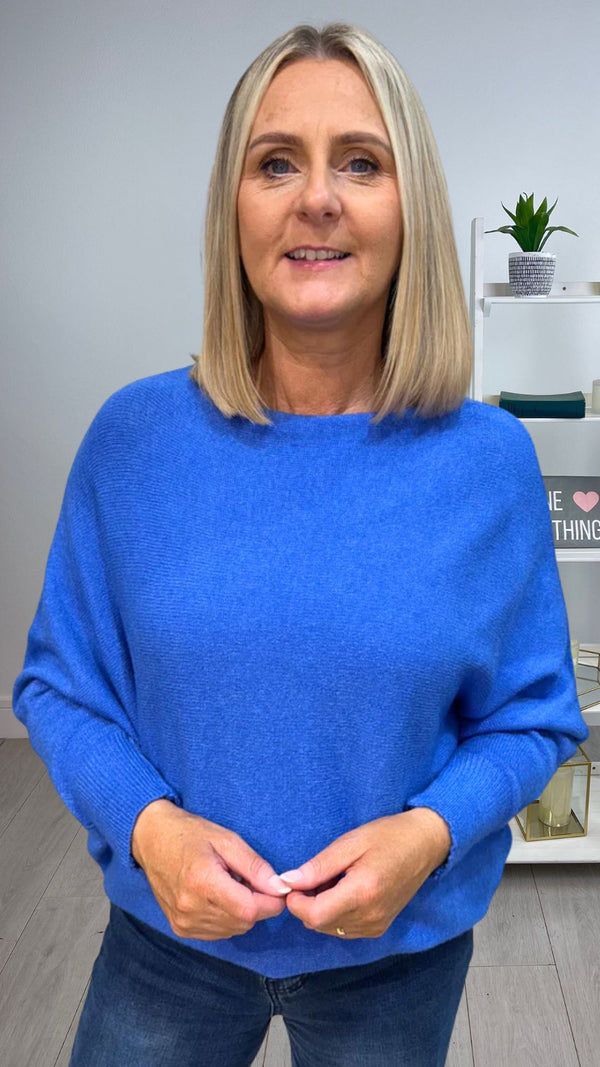 Orla - Cornflower Blue Soft Bat-Wing Jumper