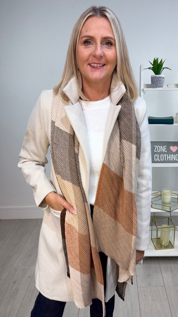 Fiona - Camel/Beige Ribbed Scarf