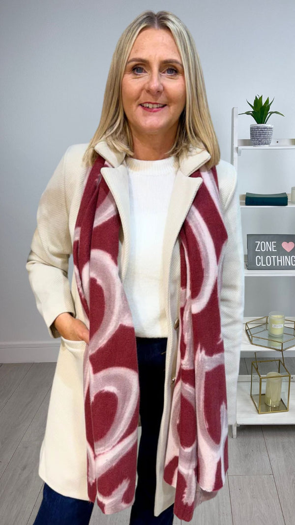 Sadie - Wine/Grey Heart Scarf