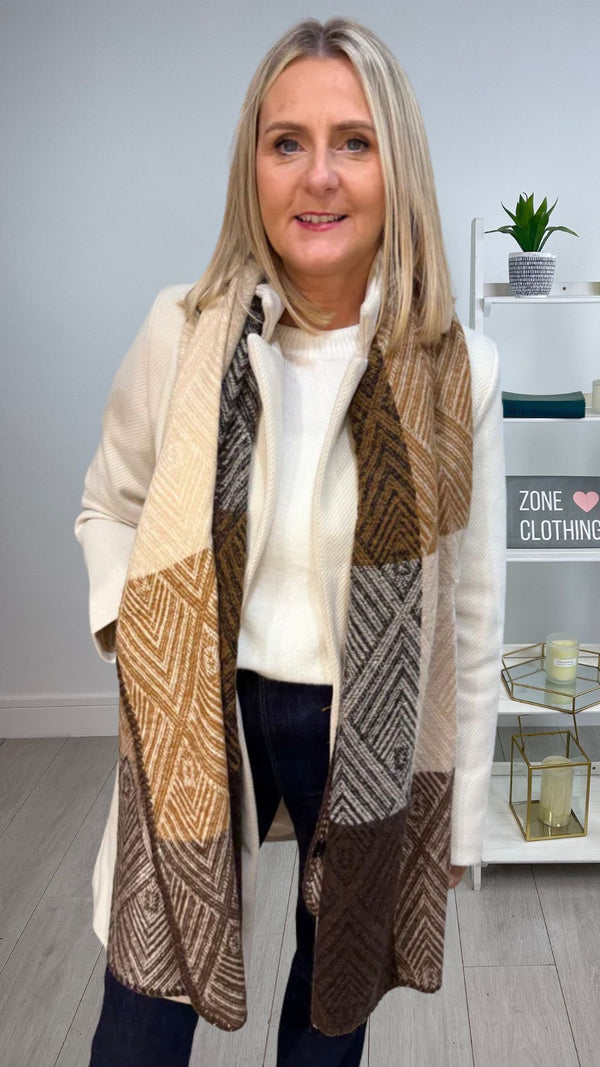 Marcia - Brown/Camel Lurex thread scarf