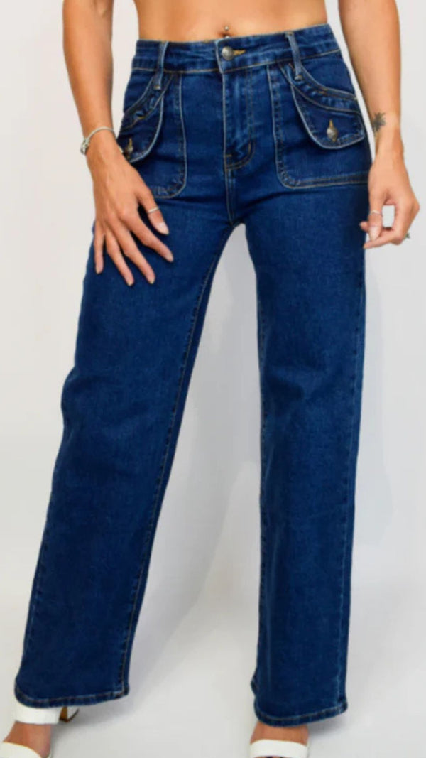 Ava - Indigo Pocket Wide Leg Denims