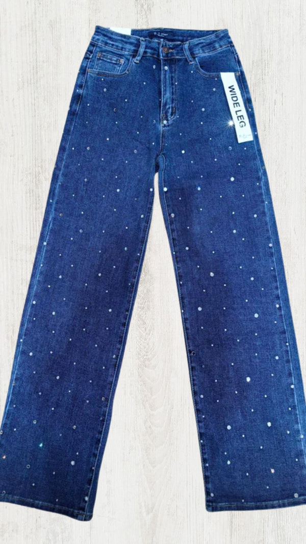 Lucas - Diamonte Indigo Wide Leg Denims