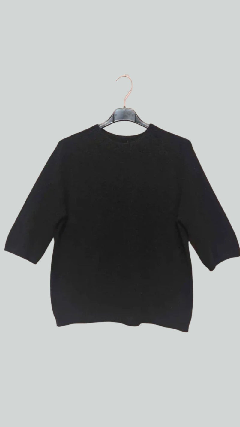 Darren - Black Round Neck Soft knit jumper