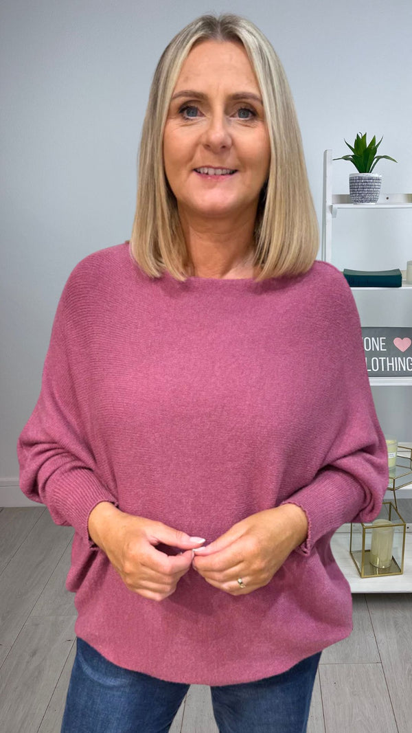 Orla - Mauve Soft Bat-Wing Jumper