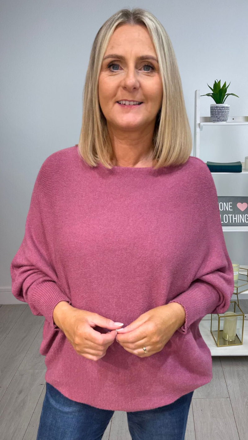 Orla - Mauve Soft Bat-Wing Jumper