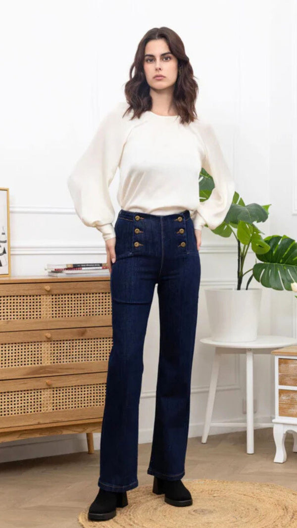 Jack - Indigo Denim Button Stretch Jeans
