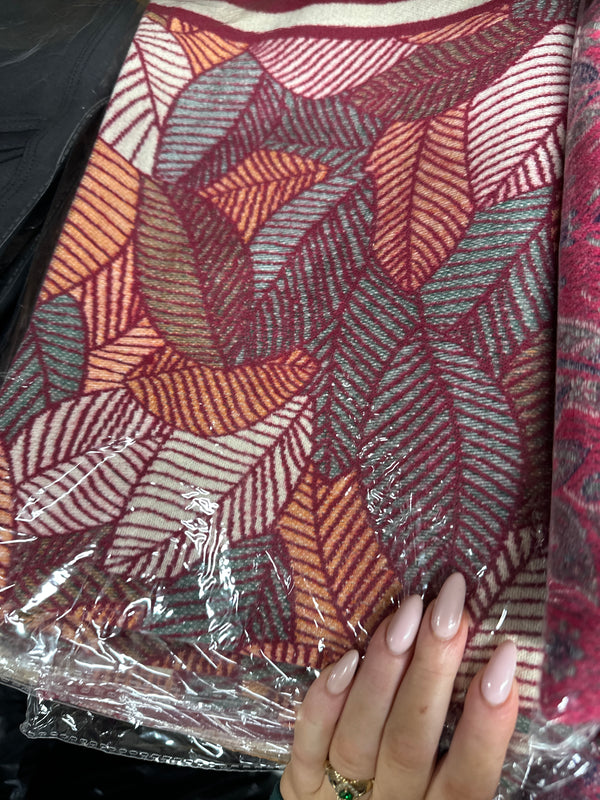 Molly - Wine Leaf Print scarf