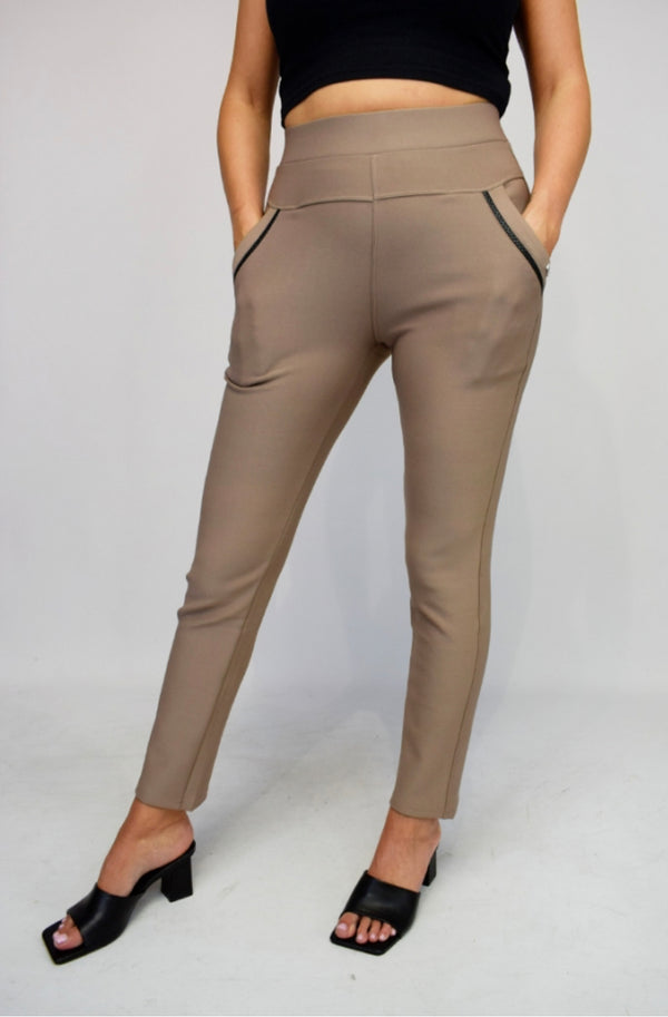 Ruth - Taupe High Waist Leggings