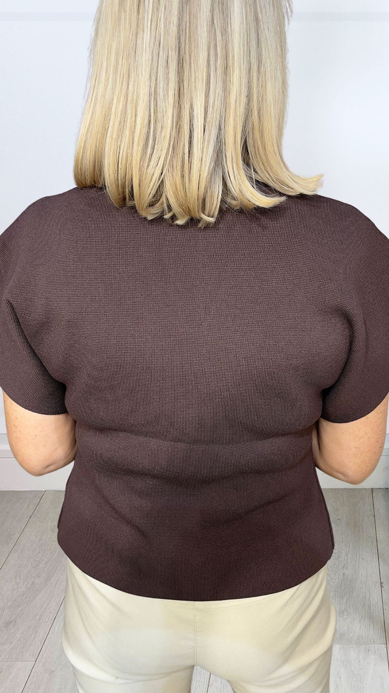 Kirsty - brown Waistcoat Gold Single Button