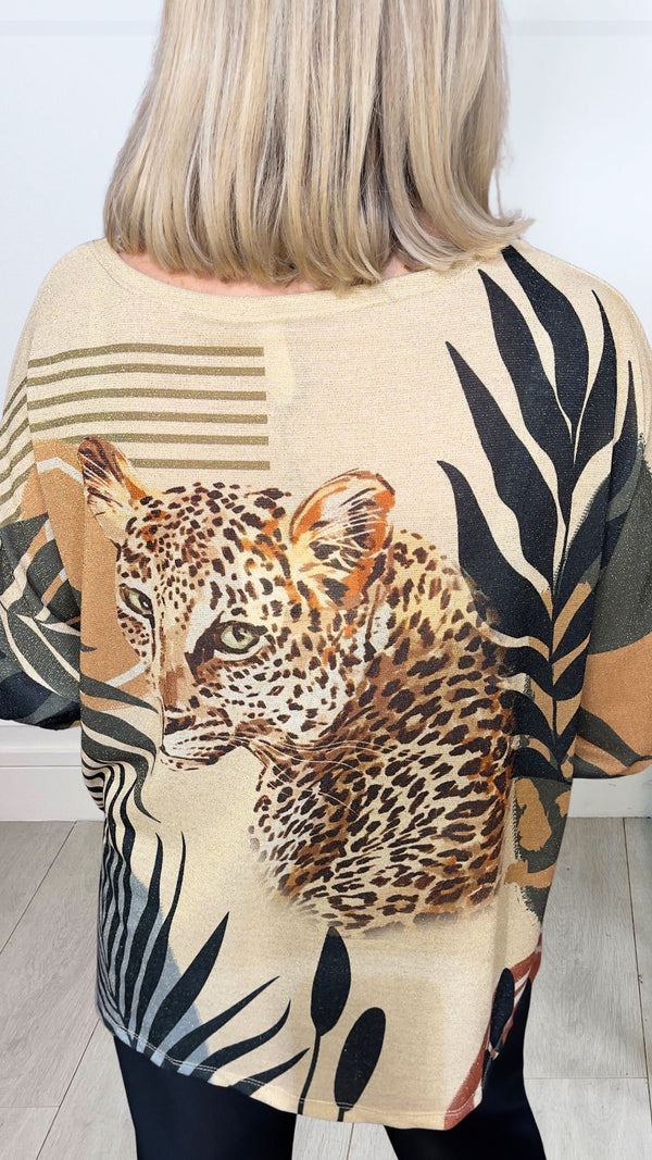 Corey - Tiger Leaf Lurex Top