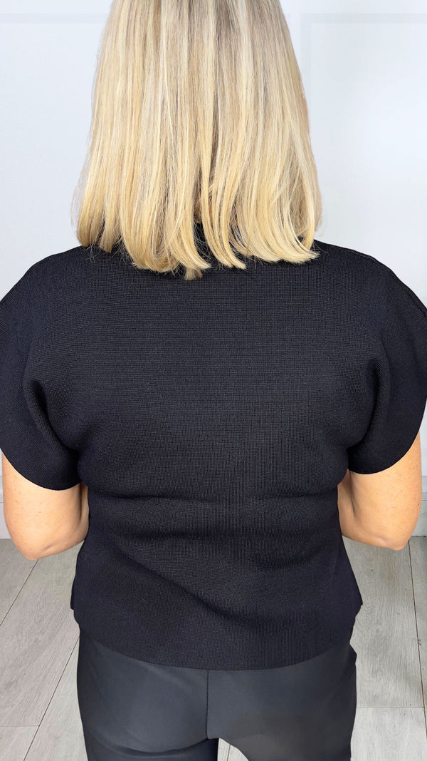 Kirsty - black Waistcoat Gold Single Button