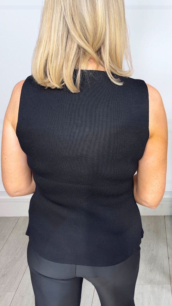 Tia - black Waistcoat multi Button