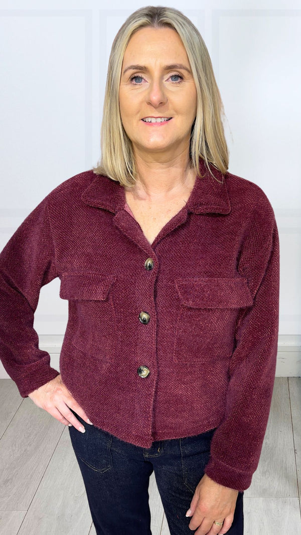 Dion - Soft Button Front Wine Jacket