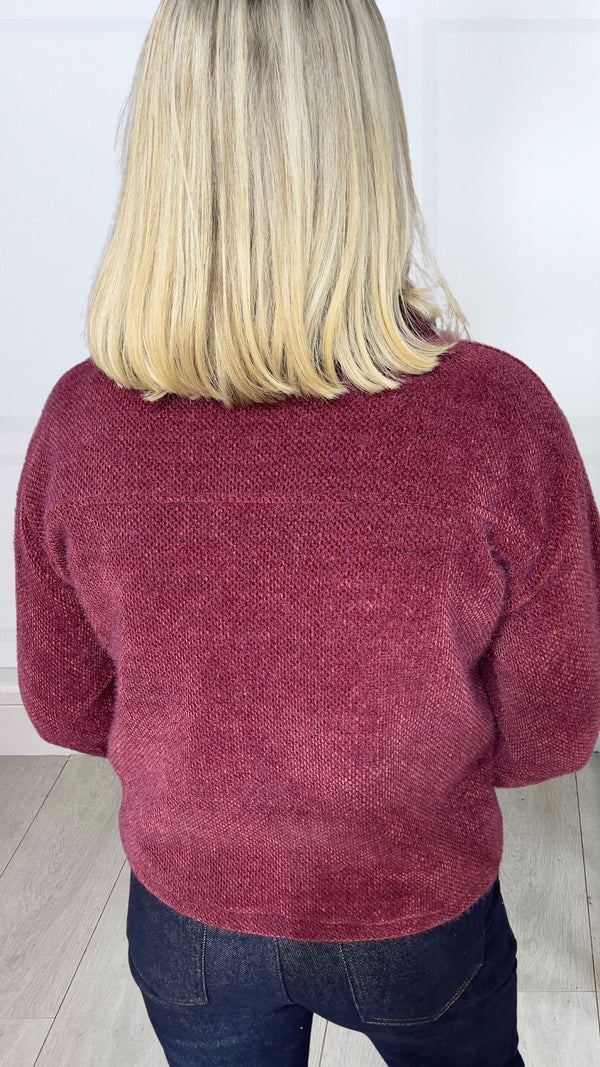 Dion - Soft Button Front Wine Jacket