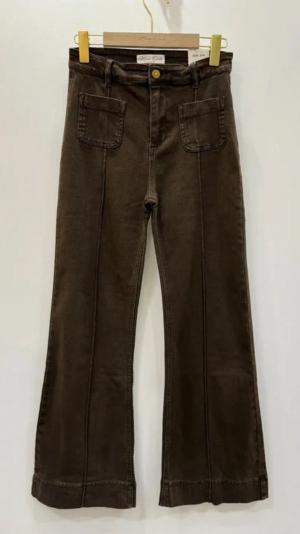 Blake - Chocolate Pocket Seam Jeans