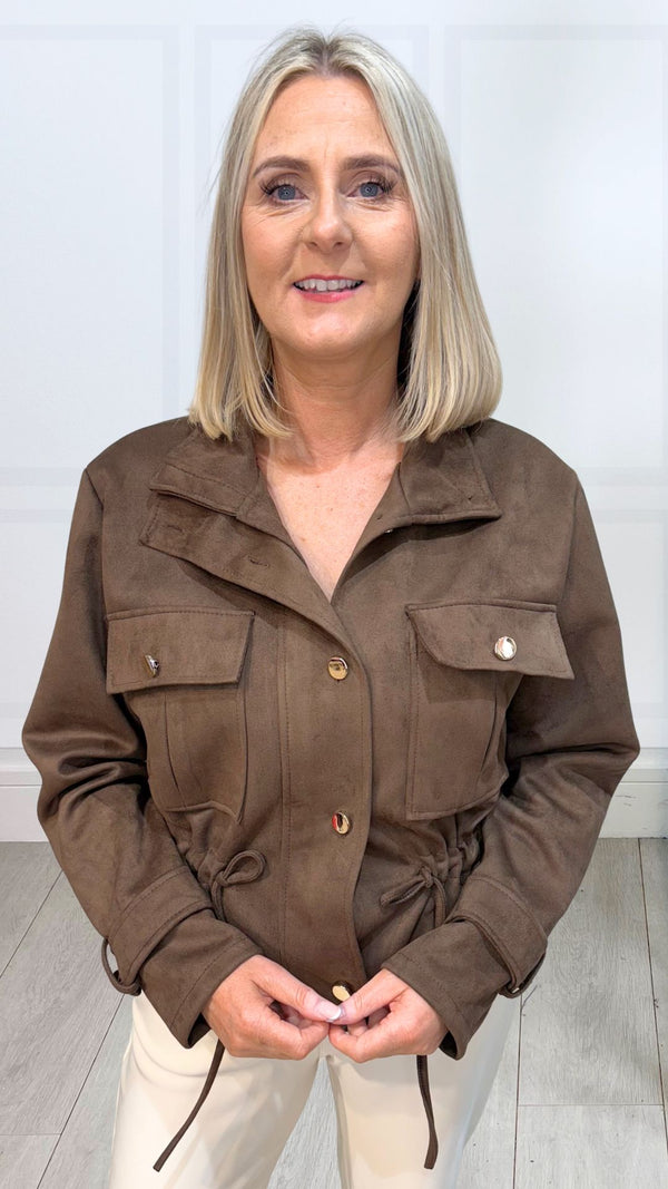 Jasper - Chocolate Suede Look Pocket Jacket