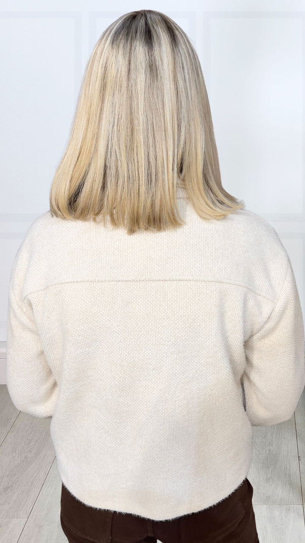 Dion - Soft Button Front Cream Jacket