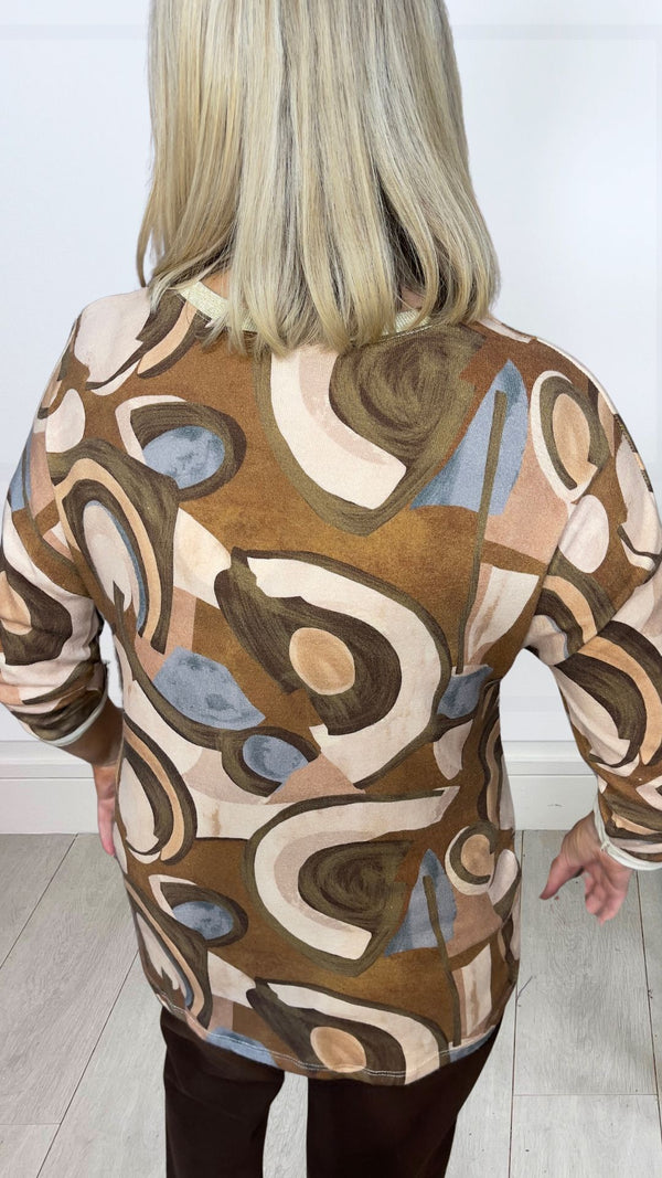 Sofia - Gold Lurex Thread Blue/Tan Top