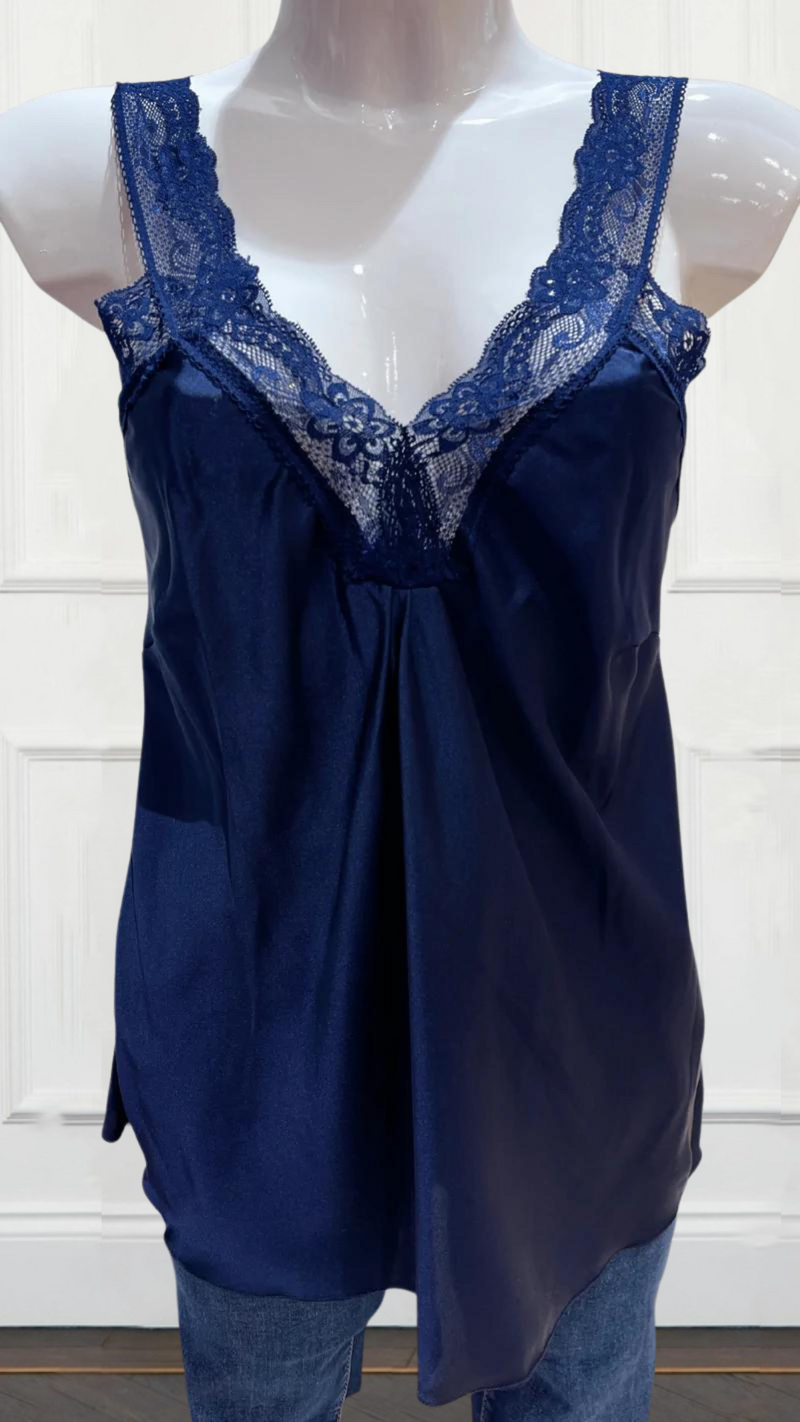Vicky - Navy Lace Camisole Top