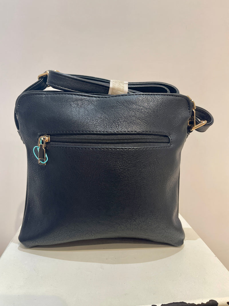 Sian - Navy Twin Zip Crossbody Bag